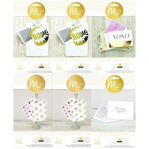 Heidi Swapp Minc Foil Card Set XOXO, Animal Print, Boom, Thank You Lot of 6 NEW